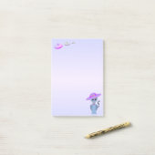 帽子とソーサーに入った飛んでいる猫 ポストイット (デスク上)