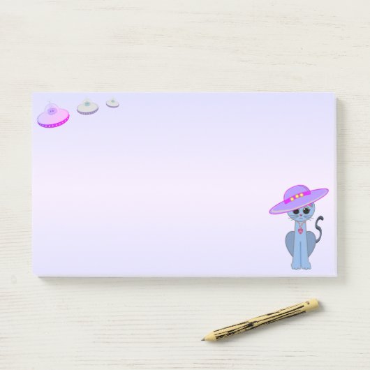帽子とソーサーに入った飛んでいる猫 ポストイット (デスク)