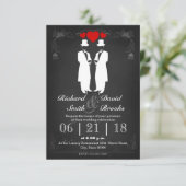 帽子とタキシードの2人の男性 - ゲイの結婚式 招待状 (スタンド正面)