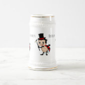 帽子とネクタイの漫画を使ったかわいいレディバグ ビールジョッキ (中央)