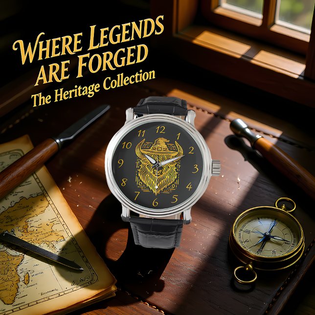 帽子とバイソンの複雑なデザイン 腕時計 (クリエイターアップロード済み)