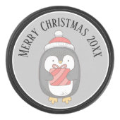 帽子とパッケージが付いた可愛いクリスマスペンキン アイスホッケーパック (正面)