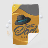 帽子とパパを持つ黄色と灰色のタオル最高の ゴルフタオル (インサイチュ)