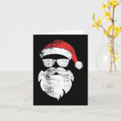 帽子とヒゲとメガネのヒップスターサンタの楽しい顔 カード (黄色い花)