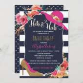 帽子とヒールのブライダルシャワーへの招待 招待状 (正面/裏面)