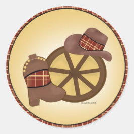 帽子とブーツのシール付きウエスタンホイール ラウンドシール