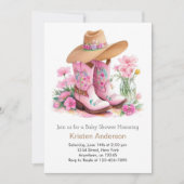 帽子とブーツワイルドウェスト女性のカーボーイベビーシャワー 招待状 (正面)