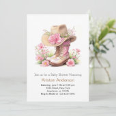 帽子とブーツ素朴女性のカーボーイベビーシャワー 招待状 (スタンド正面)