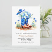 帽子とブーツ野生の西ベビーシャワー 招待状 (スタンド正面)