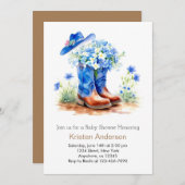 帽子とブーツ野生の西ベビーシャワー 招待状 (正面/裏面)