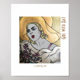 帽子とポスター付き女の子 ポスター