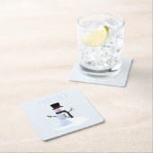 帽子とマフラーの雪だるま。 雪が大好き。 スクエアペーパーコースター (インサイチュ)