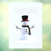 帽子とマフラーをつけた雪だるま。雪が好き ウィンドウサイン (シート3)