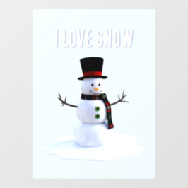帽子とマフラーをつけた雪だるま。雪が好き ウィンドウサイン