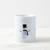 帽子とマフラーをつけた雪だるま。雪が好き コーヒーマグカップ (中央)