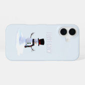 帽子とマフラーをつけた雪だるま。雪が好き iPhone 16ケース (裏面横)