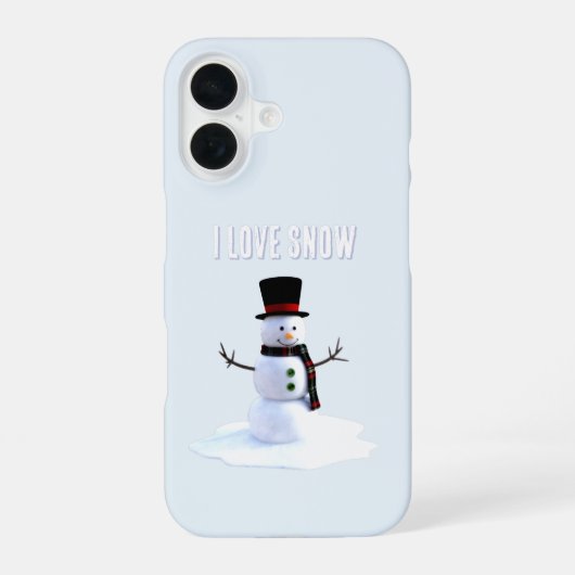 帽子とマフラーをつけた雪だるま。雪が好き iPhone 16ケース (裏面)