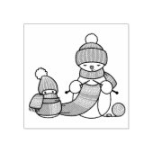 帽子とマフラーを編んだ雪だるま ラバースタンプ (インプリント)