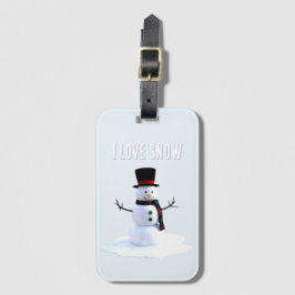 帽子とマフラー付きの雪だるま。雪が好き！ ラゲッジタグ