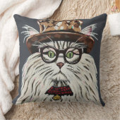 帽子とメガネをかけている猫 クッション (ブランケット)