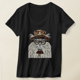 帽子とメガネをかけている猫 Tシャツ