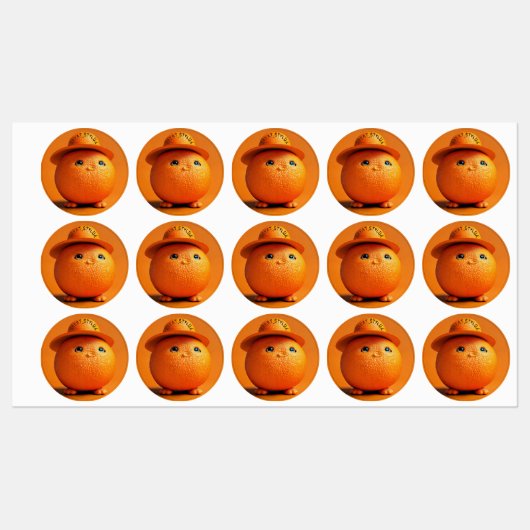 帽子と丸いオレンジ – 防水シール ラベル (シート)