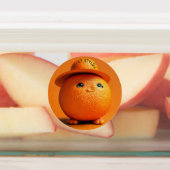 帽子と丸いオレンジ – 防水シール ラベル (貼付)