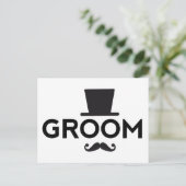 帽子と口ひげ、ワードアートでグルーミング文字デザイン ポストカード (スタンド正面)