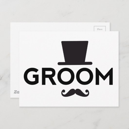 帽子と口ひげ、ワードアートでグルーミング文字デザイン ポストカード (正面/裏面)