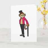 帽子と杖を持った紳士としての猿 カード (黄色い花)