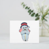 帽子と杖を持った紳士としての象 ポストカード (スタンド正面)