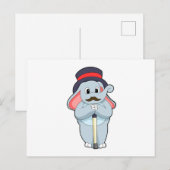 帽子と杖を持った紳士としての象 ポストカード (正面/裏面)