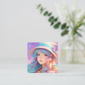 帽子と杖を持つ漫画の少女 スクエア名刺 (スタンド正面)