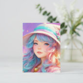 帽子と杖を持つ漫画の少女 ポストカード (スタンド正面)