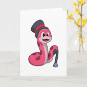 帽子と杖を持つ紳士としてのヘビ カード (黄色い花)