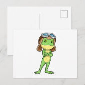 帽子と眼鏡をかけたカエルパイロット ポストカード (正面/裏面)