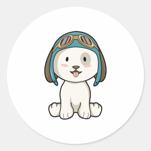 帽子と眼鏡を持つアビエーターとしての犬 ラウンドシール (正面)