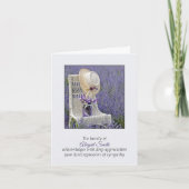 帽子と花の付いた椅子悔やみや弔慰ありがとう カード (正面)