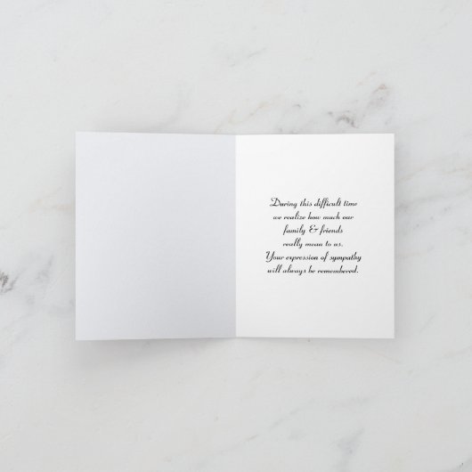 帽子と花の付いた椅子悔やみや弔慰ありがとう カード (内部)