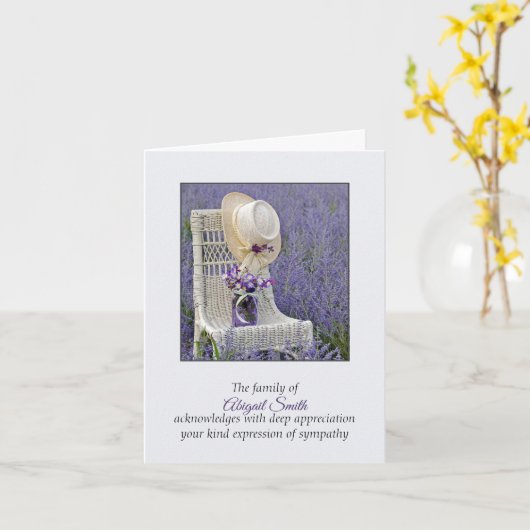 帽子と花の付いた椅子悔やみや弔慰ありがとう カード (黄色い花)