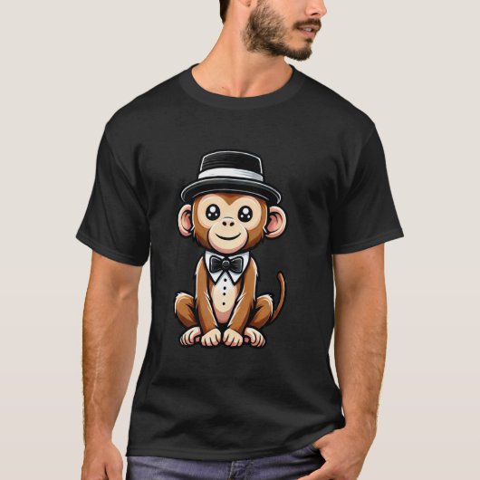 帽子と蝶ネクタイをつけたサル Tシャツ (正面)