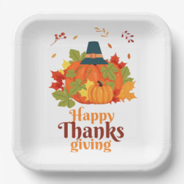 帽子とPで感謝祭の離れパンプキン ペーパープレート