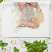 帽子にサイッピングソーダの女の子 キッチンタオル (折り畳み)