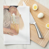 帽子にサイッピングソーダの女の子 キッチンタオル (四つ折り)