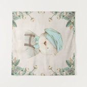 帽子にテディベアかわいい甘い愛らしいウィムシー タペストリー (正面(横))