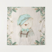 帽子にテディベアかわいい甘い愛らしいウィムシー タペストリー (正面)