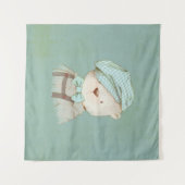 帽子にテディベアかわいい甘い愛らしいウィムシー タペストリー (正面(横))