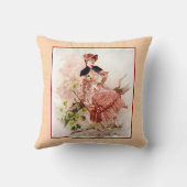 帽子にビクトリアン座る美しい女性 クッション (裏面)