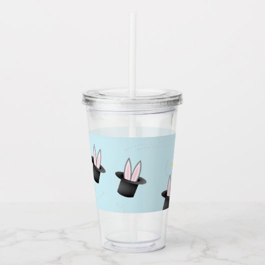 帽子に入ったバニーと青い魔法 アクリルタンブラー (正面)