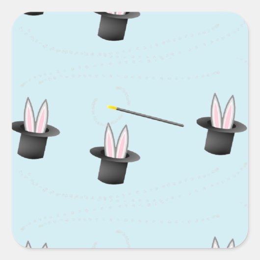 帽子に入ったバニーと青い魔法 スクエアシール (正面)